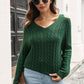 Cold Shoulder V-Neck Cable-Knit Pullover Sweater