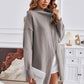 Exposed Seam Mock Neck Slit Sweater