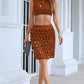 Openwork Cropped Top and Skirt Set