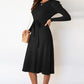 Round Neck Long Sleeve Tie Waist Sweater Dress