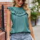 Ruffled Round Neck Sleeveless Blouse