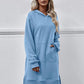 Slit Long Sleeve Hooded Dress with Pocket