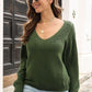 Ribbed Scoop Neck Long Sleeve Pullover Sweater