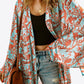 Printed Open Front Duster Cardigan