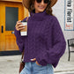 Turtleneck Cable-Knit  Long Sleeve Sweater