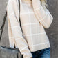 Plaid Turtleneck Drop Shoulder Sweater