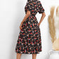 Floral Collared Neck Puff Sleeve Dress