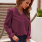 Swiss Dot Lace Trim Flounce Sleeve Blouse