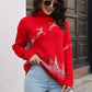 Reindeer & Snow Pattern Turtle Neck Pullover Sweater