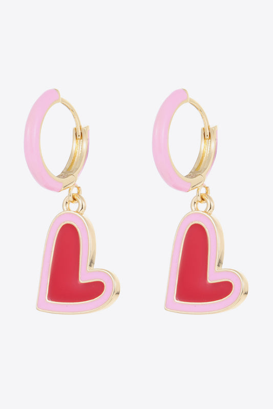 5-Pair Contrast Heart-Shaped Drop Earrings Set