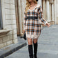 Plaid Distressed V-Neck Sweater Dress