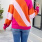 Color Block Ribbed Round Neck Sweater