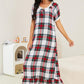 Plaid Lace Trim Ruffle Hem Night Dress