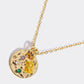 Inlaid Multicolored Zircon Round Pendant Copper Necklace