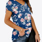 Printed Petal Sleeve V-Neck Blouse