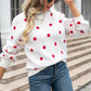 Polka Dot Round Neck Dropped Shoulder Sweater