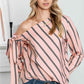 Striped Asymmetrical Long Sleeve Blouse