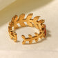 Zircon 18K Gold-Plated Leaf Open Ring