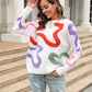 Printed Round Neck Dropped Shoulder Pullover Sweater