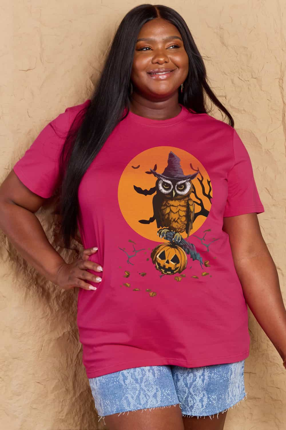 Halloween Theme Graphic Cotton T-Shirt