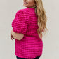 Bubble Textured Puff Sleeve Top