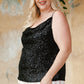 Plus Size Sequin Cowl Neck Cami Top