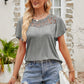 Spliced Lace Flutter Sleeve Top