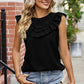 Ruffled Round Neck Sleeveless Blouse