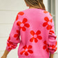 Floral Print Round Neck Dropped Shoulder Pullover Sweater