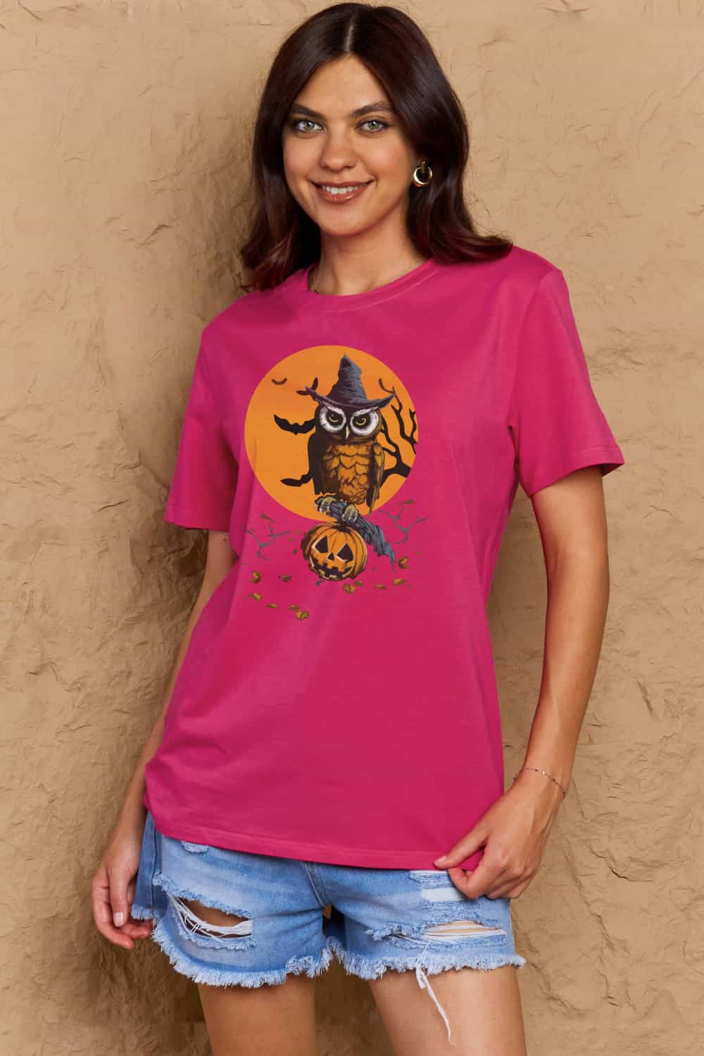 Halloween Theme Graphic Cotton T-Shirt