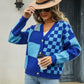 Plaid V-Neck Dropped Shoulder Cardigan