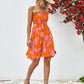 Floral Frill Trim Strapless Smocked Dress