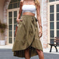 Woman wearing Olive Ruffled Skirt with Pockets