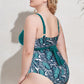 Plus Size Two-Tone Tie Back One-Piece Swimsuit