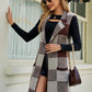 Plaid Open Front Sleeveless Cardigan with Pockets