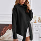 Exposed Seam Mock Neck Slit Sweater