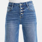 BAYEAS High Waist Button-Fly Raw Hem Wide Leg Jeans