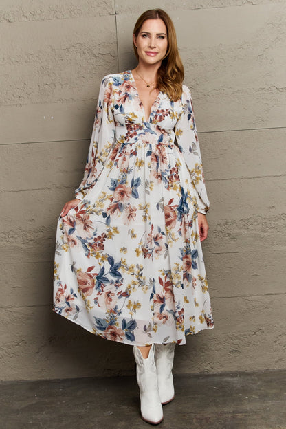 Chiffon Floral Midi Dress