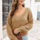 Ribbed Scoop Neck Long Sleeve Pullover Sweater