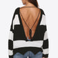 Color Block Backless Long Sleeve Sweater