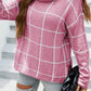 Plaid Turtleneck Drop Shoulder Sweater