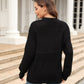 Round Neck Openwork Long Sleeve Pullover Sweater