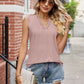 Eyelet Lace Trim Eyelash V-Neck Tank