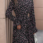 Floral Tie Front Long Sleeve Dress