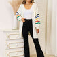 Striped Open Front Dropped Shoulder Cardigan