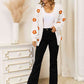 Flower Dropped Shoulder Open Front Cardigan