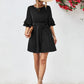 Round Neck Tie Belt Flounce Sleeve Dress