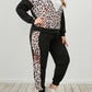 Plus Size Leopard Sweatshirt and Sweatpants Set