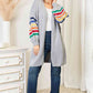 Multicolored Stripe Open Front Longline Cardigan