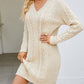 Cable-Knit V-Neck Mini Sweater Dress